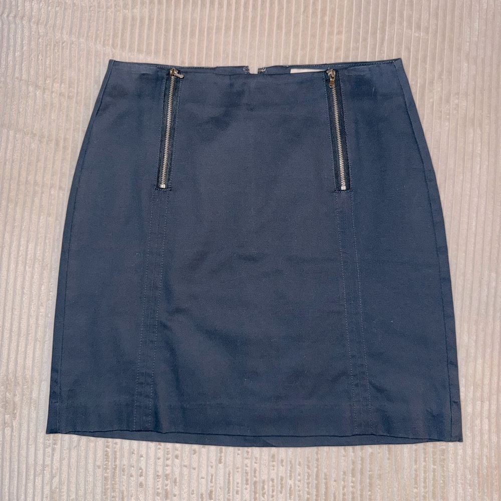 Loft Dusty Blue Pencil Skirt with Zipper Detail